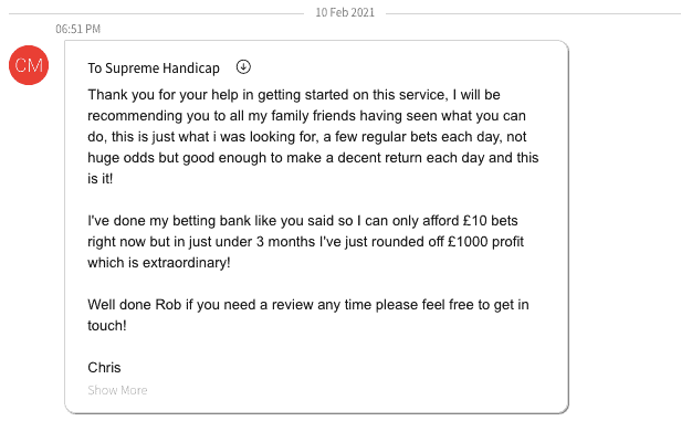 Supreme Handicap testimonial desktop 1