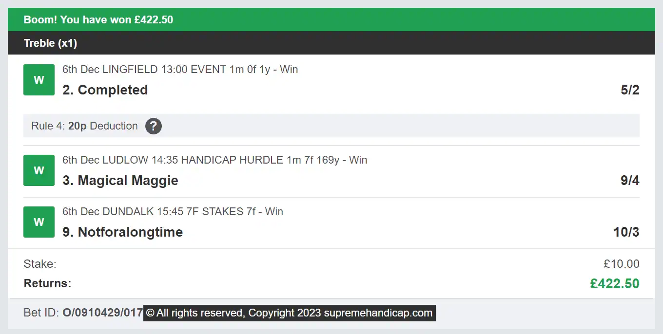 Supreme Handicap - Winner Multi - 2023-12-06