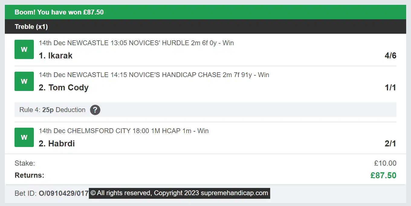 Supreme Handicap - Winner Multi - 2023-12-14