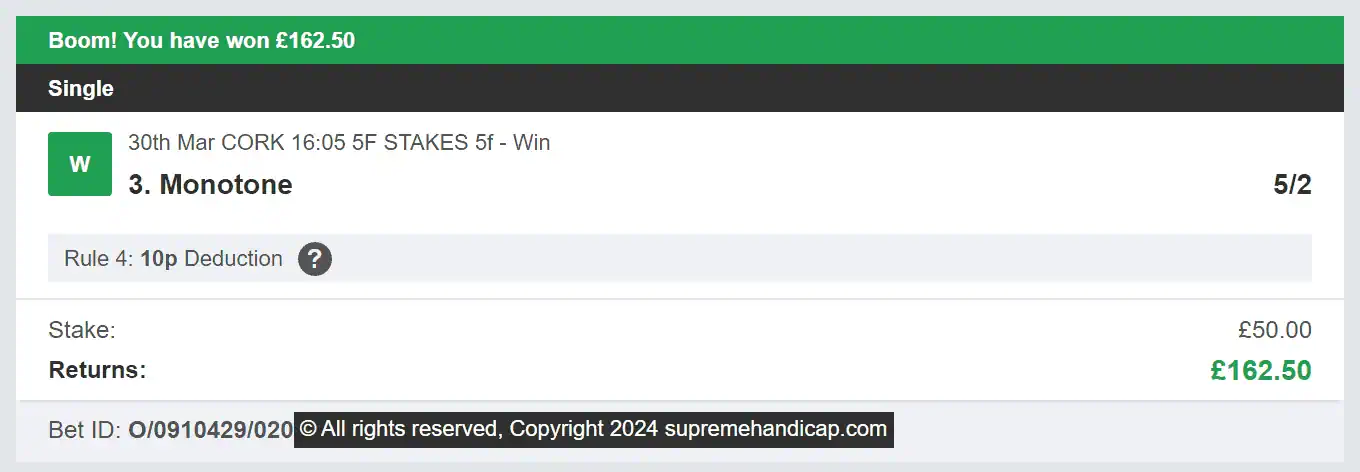 Supreme Handicap - Winner 1 - 2024-03-30