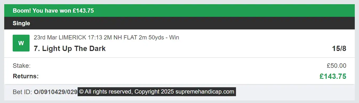 Supreme Handicap - Winner 1 - 2025-03-23