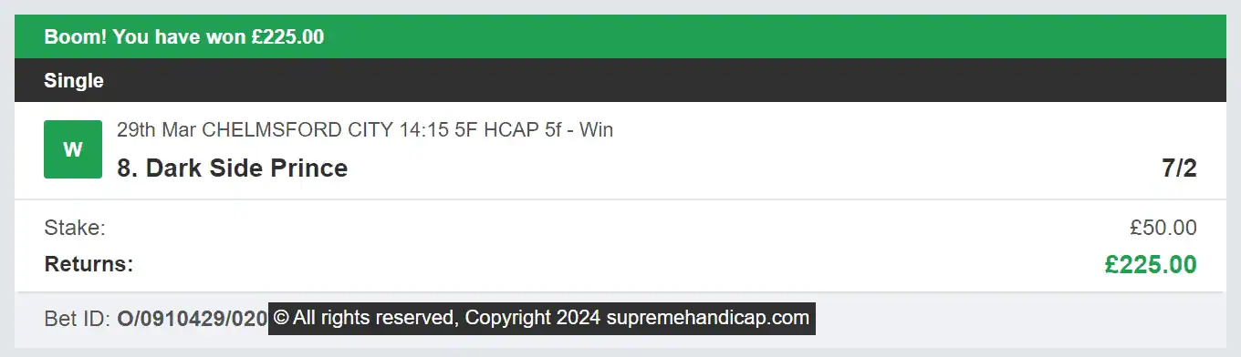 Supreme Handicap - Winner 2 - 2024-03-29