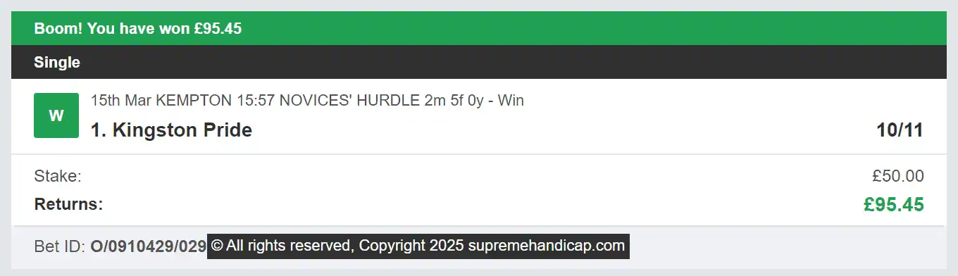 Supreme Handicap - Winner 2 - 2025-03-15