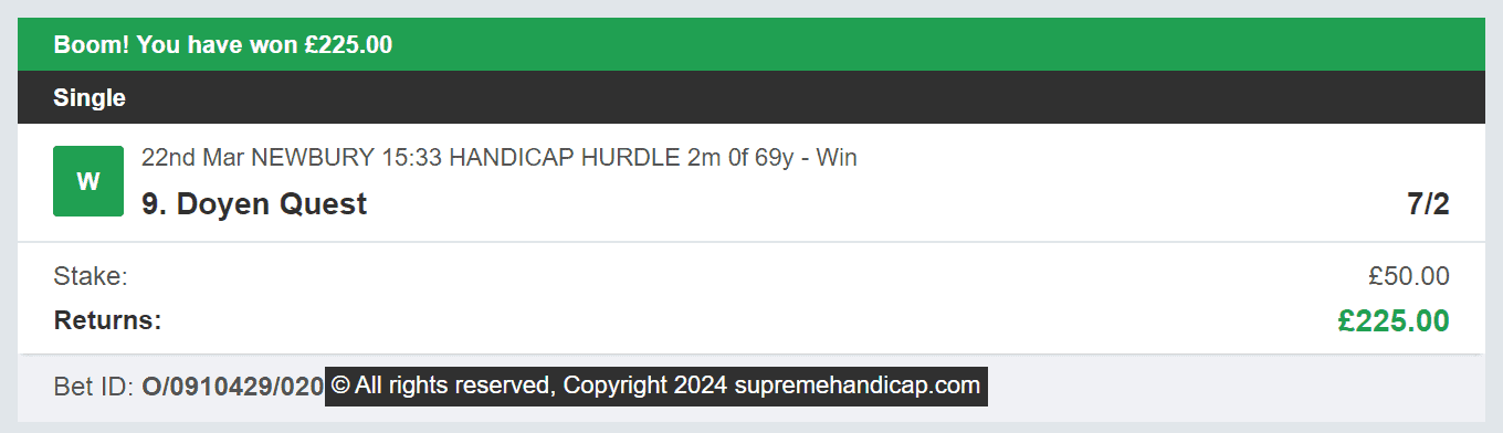 Supreme Handicap - Winner 3 - 2024-03-22