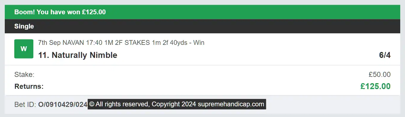 Supreme Handicap - Winner 3 - 2024-09-07