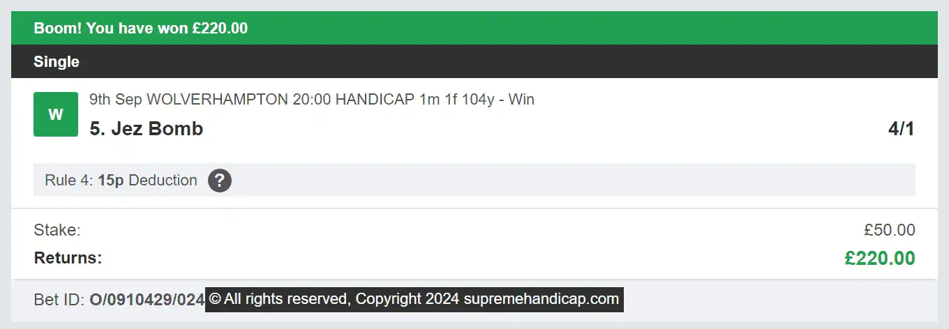 Supreme Handicap - Winner 3 - 2024-09-09