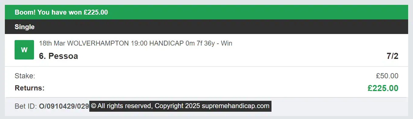 Supreme Handicap - Winner 3 - 2025-03-18